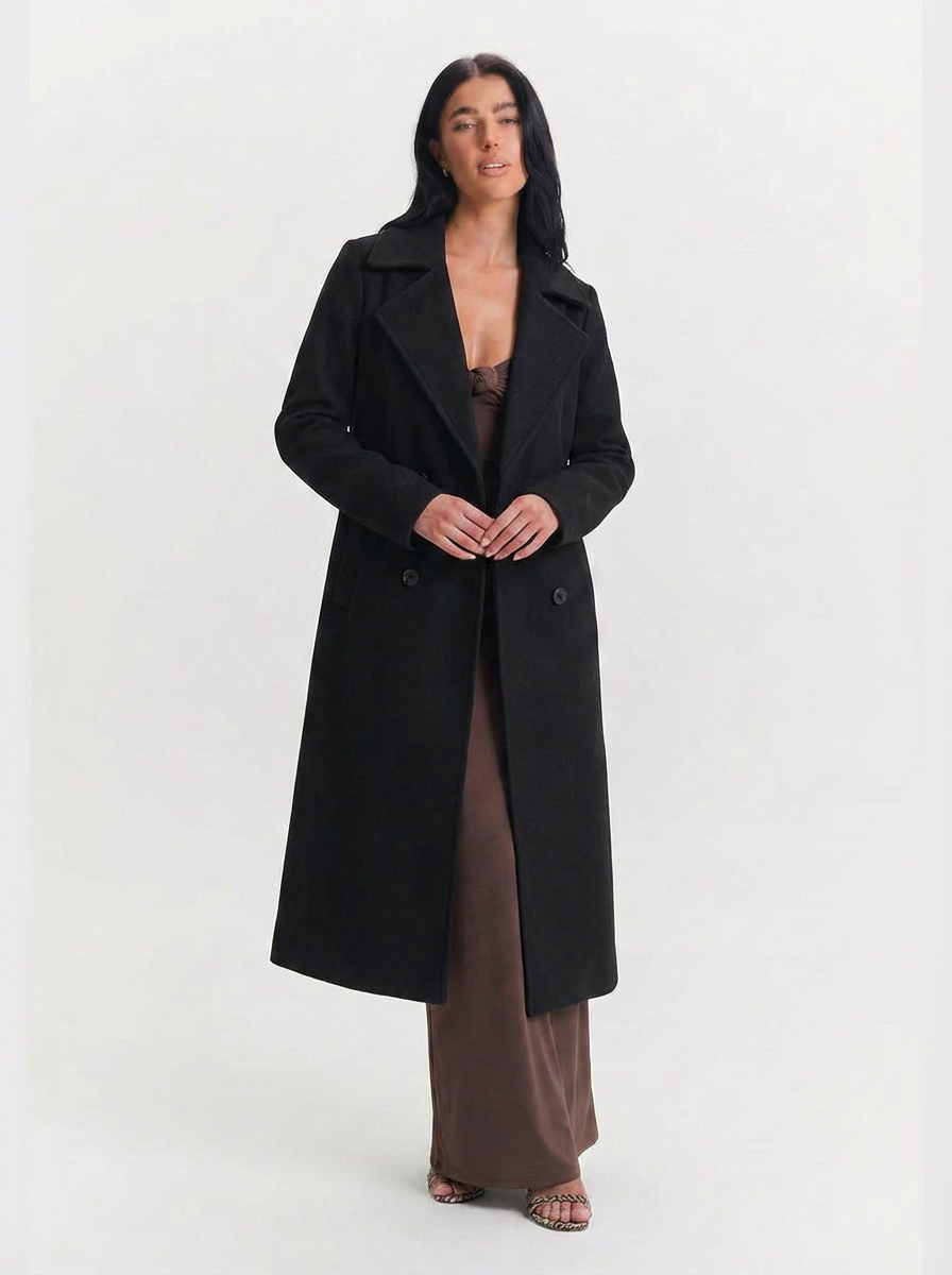 Cora | Women's Notch Lapel Double Breasted Longline Wool Coat 5