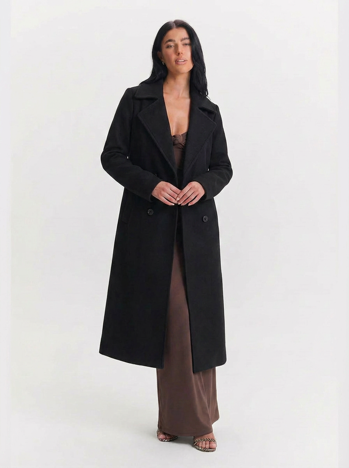 Cora | Women's Notch Lapel Double Breasted Longline Wool Coat 5