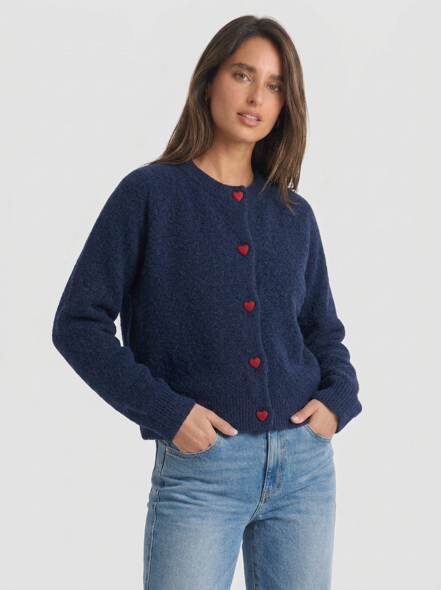 Coraline | Women's Cardigan Knit Heart Button