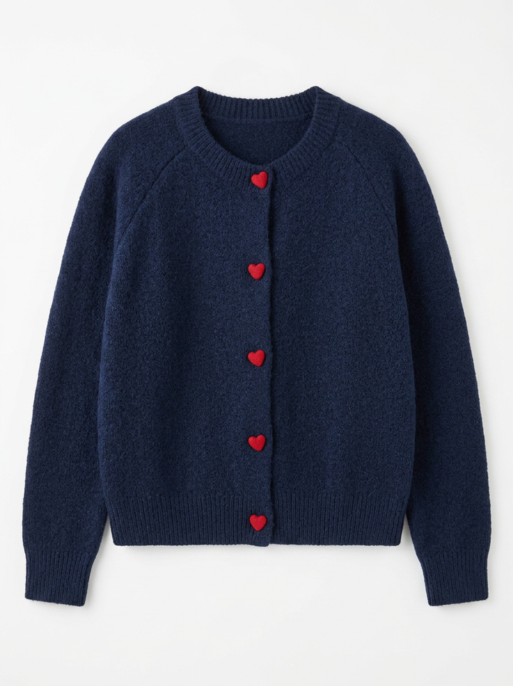 Coraline | Women's Cardigan Knit Heart Button