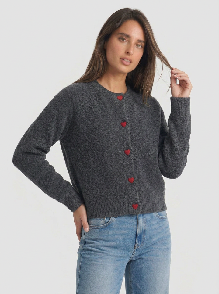 Coraline | Women's Cardigan Knit Heart Button