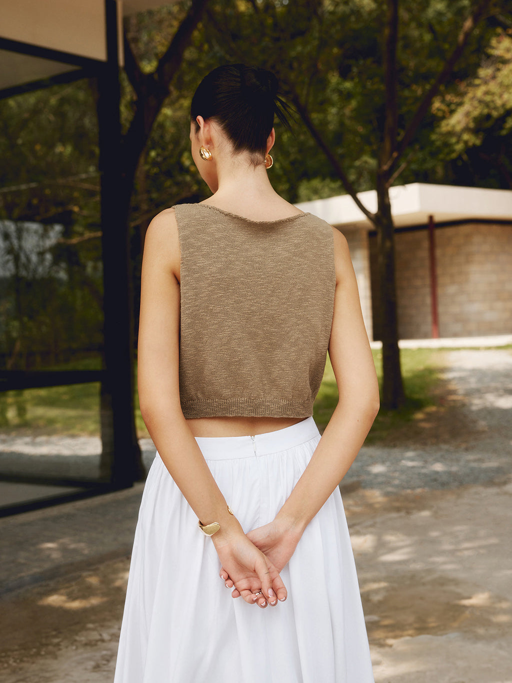 Cotton Blend Sleeveless Crop Top | Liana