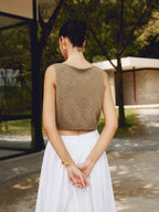 Cotton Blend Sleeveless Crop Top | Liana