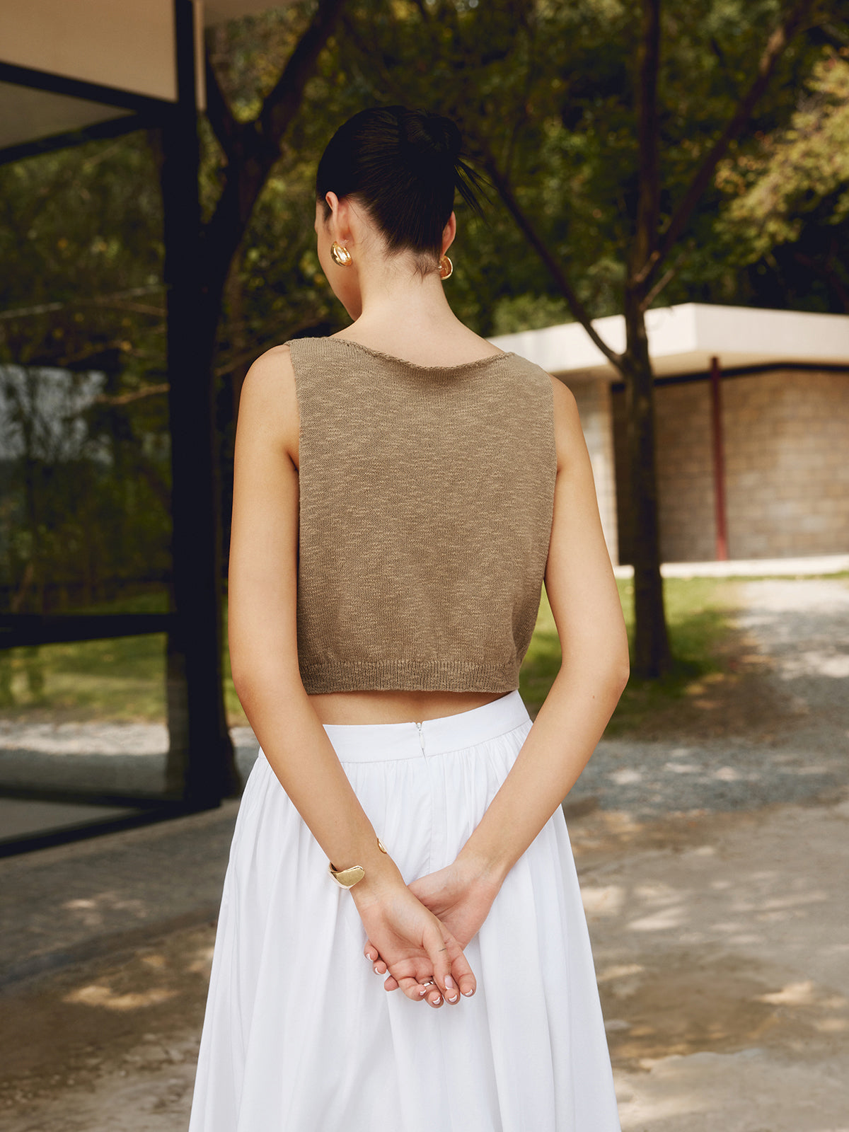 Cotton Blend Sleeveless Crop Top | Liana