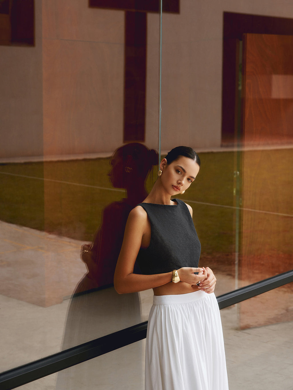 Cotton Blend Sleeveless Crop Top | Liana