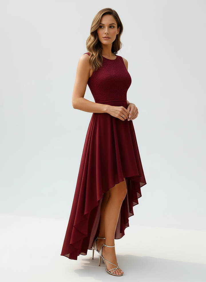 Daisy | Women's Lace Bodice High Low Chiffon Wedding Guest Dress 2