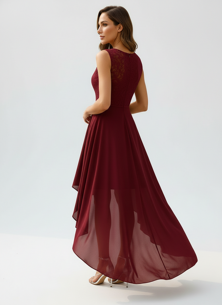 Daisy | Women's Lace Bodice High Low Chiffon Wedding Guest Dress 3