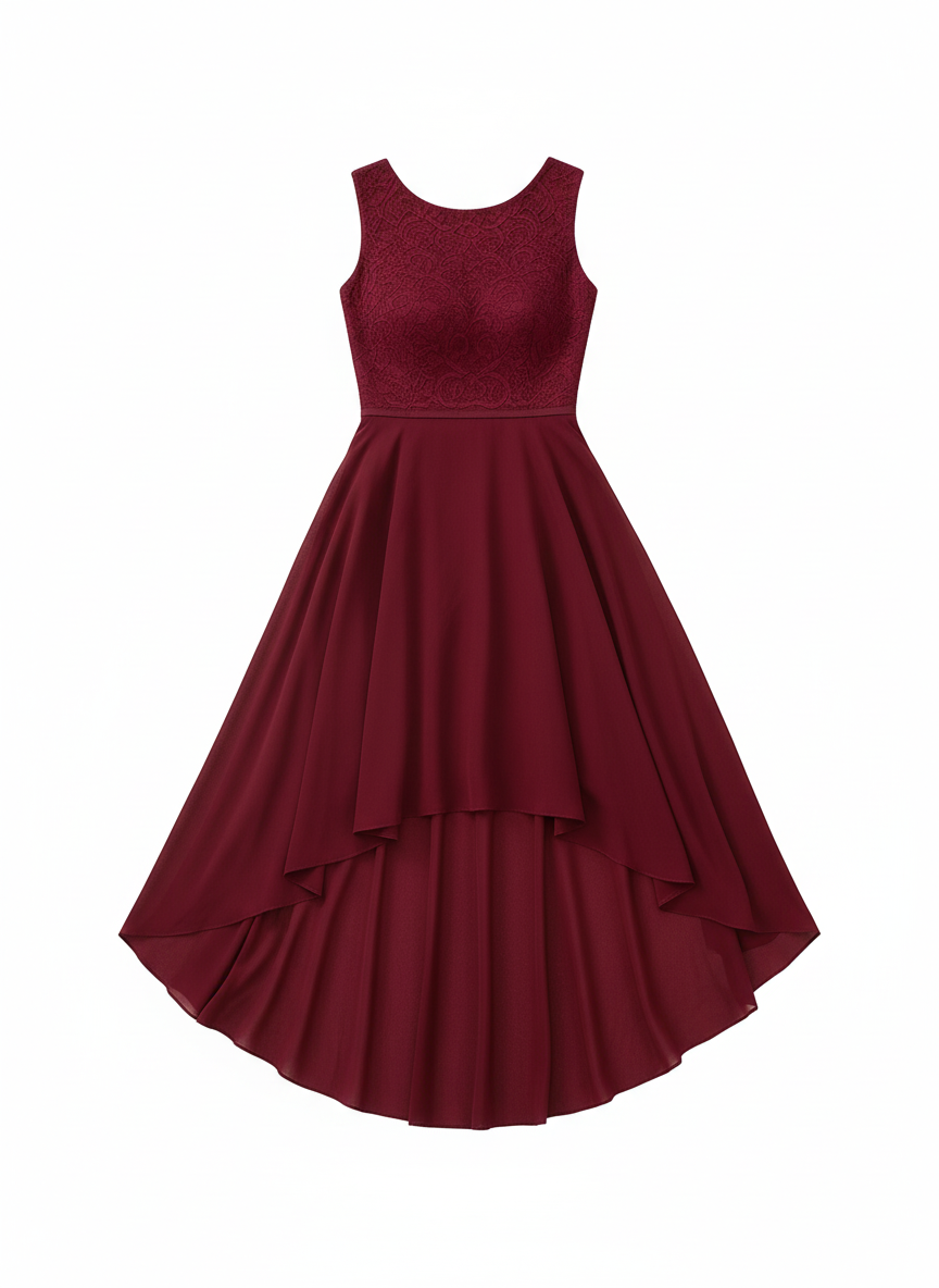 Daisy | Women's Lace Bodice High Low Chiffon Wedding Guest Dress 4