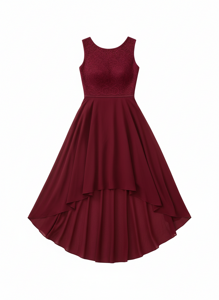 Daisy | Women's Lace Bodice High Low Chiffon Wedding Guest Dress 4