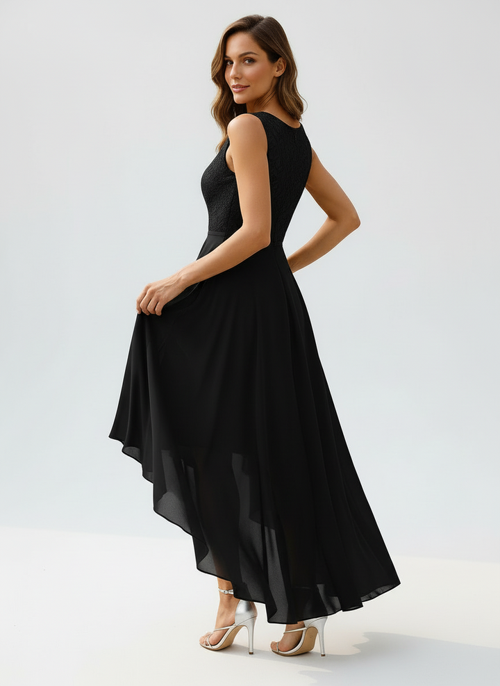 Daisy | Women's Lace Bodice High Low Chiffon Wedding Guest Dress 5