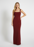 Dana | Women's Square Neck Rhinestone Bodycon Evening Dress