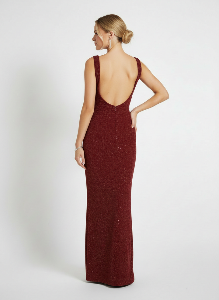 Dana | Women's Square Neck Rhinestone Bodycon Evening Dress 2
