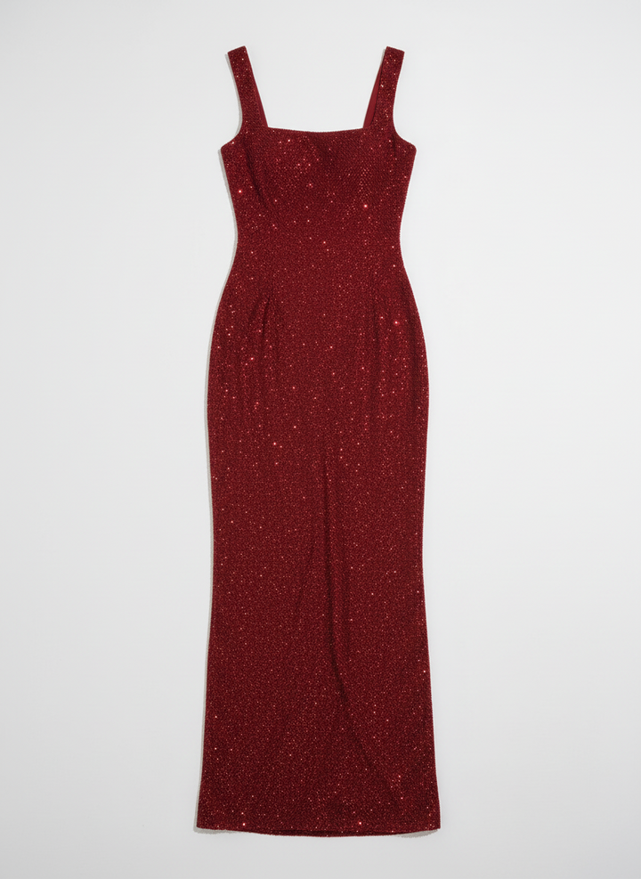Dana | Women's Square Neck Rhinestone Bodycon Evening Dress 3