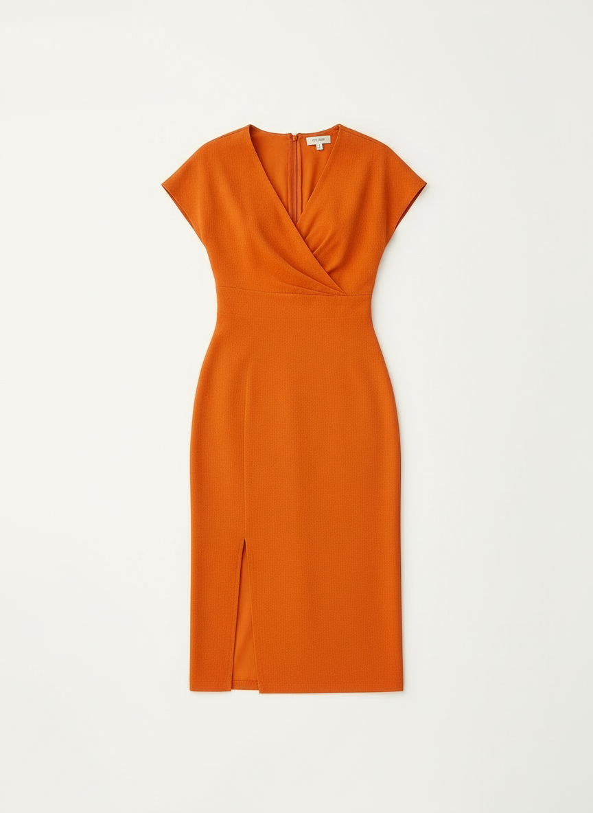 Dana | Women's Wrap V-Neck Cap Sleeve Side Split Midi Dress 3
