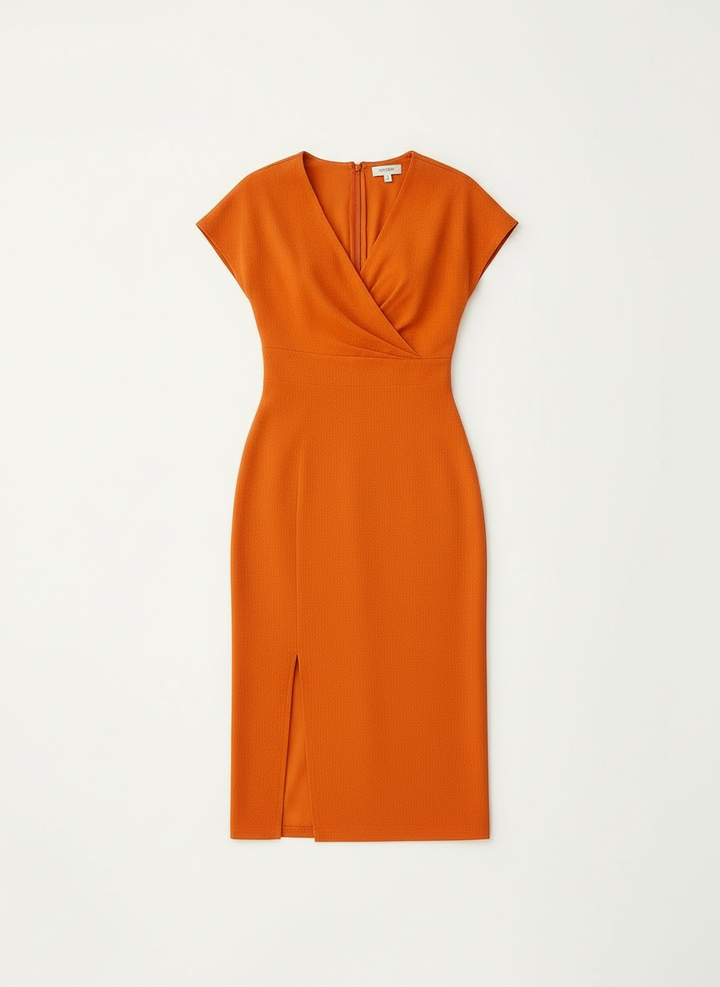 Dana | Women's Wrap V-Neck Cap Sleeve Side Split Midi Dress 3