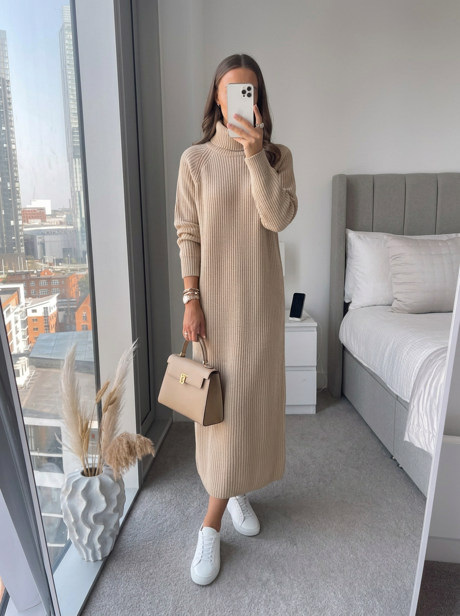 Daphne | Women's Ribbed Knit Midi Dress