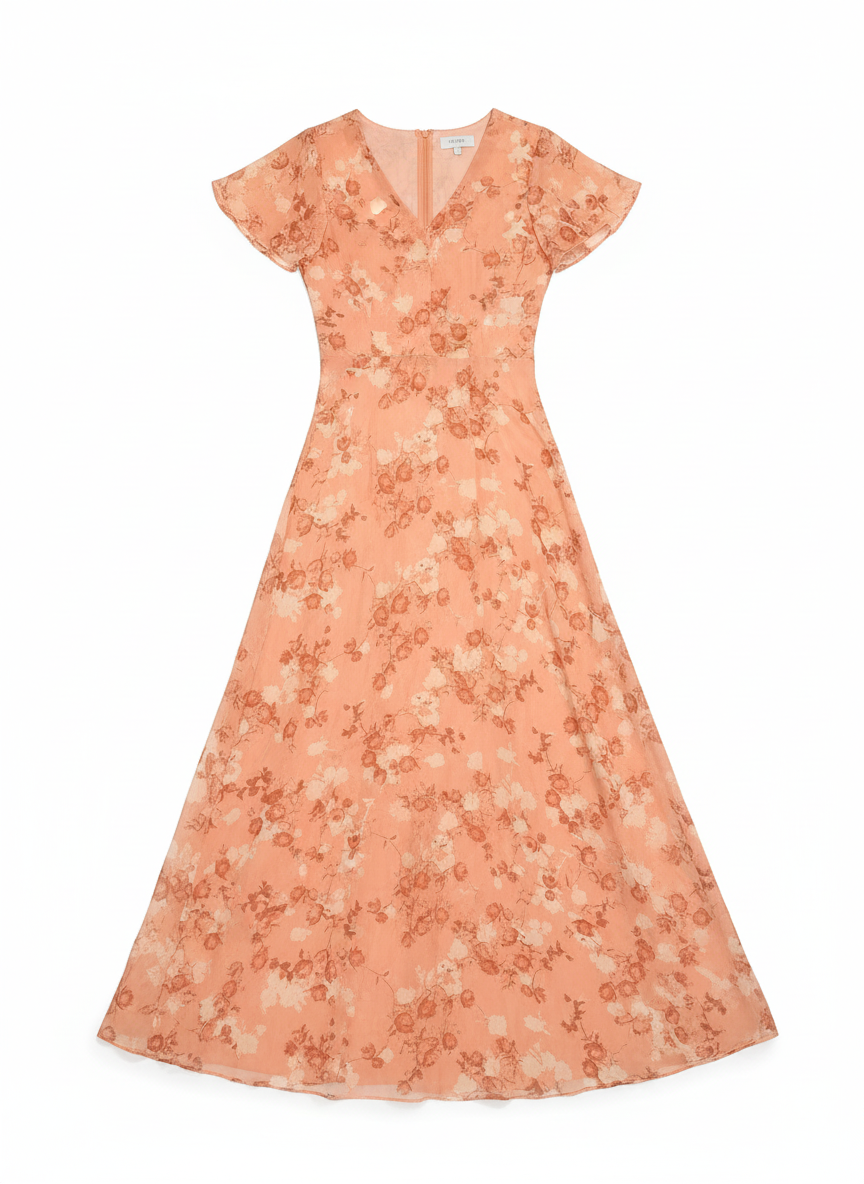 Darcy | Women's Floral V-Neck Flutter Sleeve Dress 3