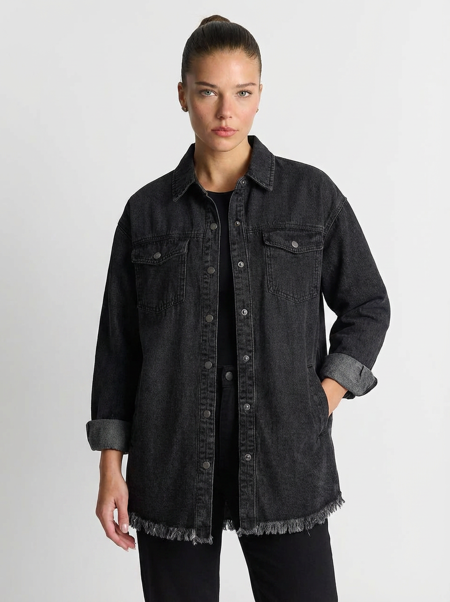 Darcy | Women's Raw Hem Oversized Denim Jacket 