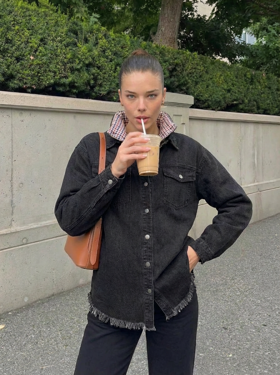 Darcy | Women's Raw Hem Oversized Denim Jacket  1
