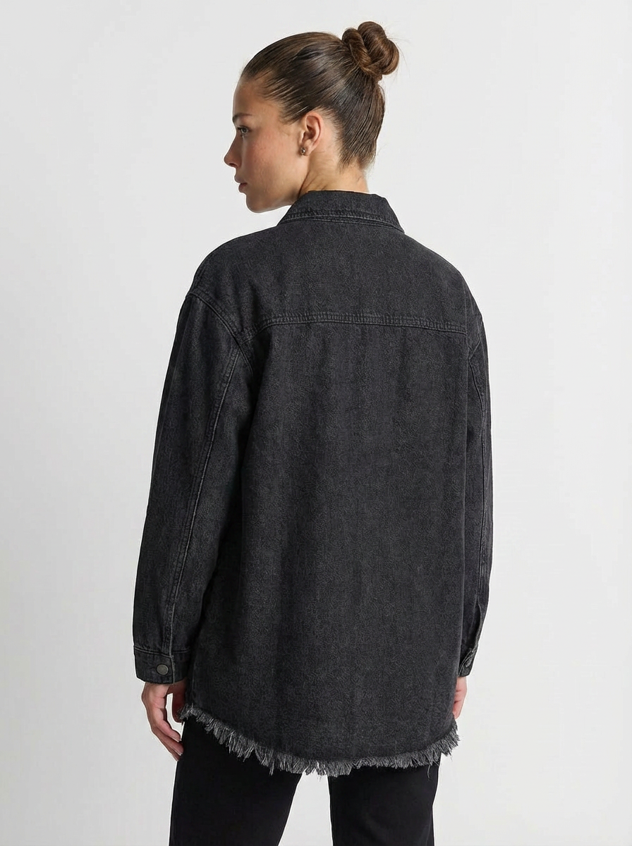 Darcy | Women's Raw Hem Oversized Denim Jacket  2