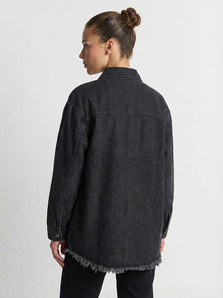 Darcy | Women's Raw Hem Oversized Denim Jacket  2