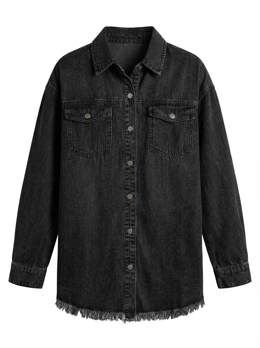 Darcy | Women's Raw Hem Oversized Denim Jacket  3