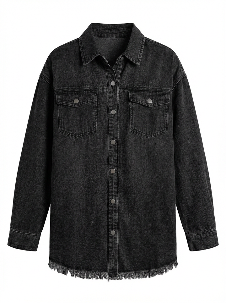 Darcy | Women's Raw Hem Oversized Denim Jacket  3