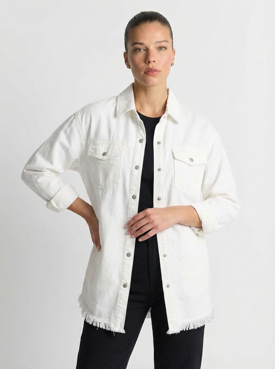 Darcy | Women's Raw Hem Oversized Denim Jacket  6