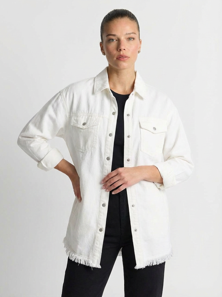 Darcy | Women's Raw Hem Oversized Denim Jacket  6
