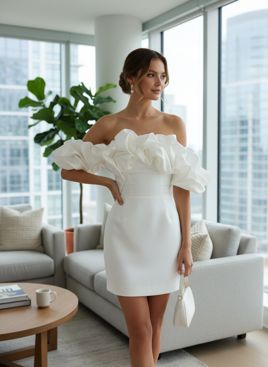 Della | Women's Strapless Ruffle Bodycon Mini Dress 1