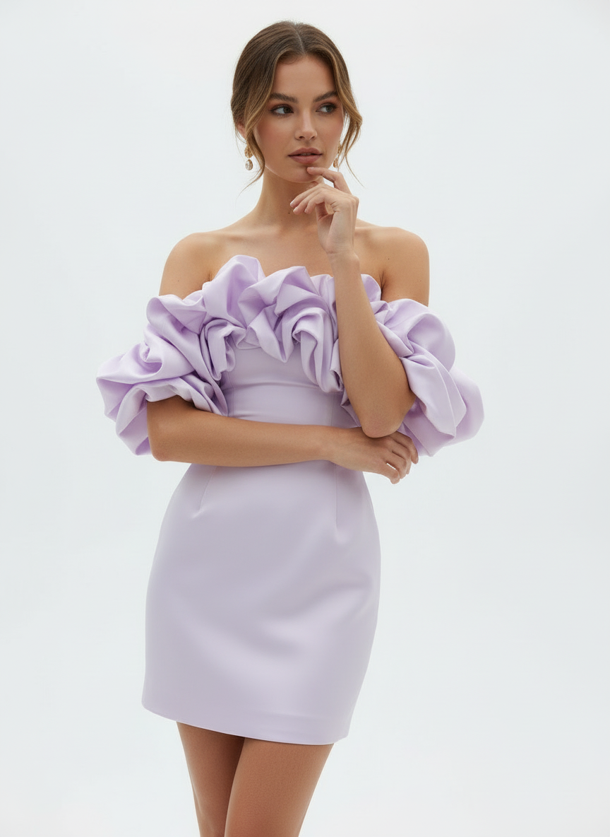 Della | Women's Strapless Ruffle Bodycon Mini Dress 4