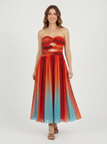 Demi | Women's Strapless Ruched Cutout Multicolor Maxi Dress