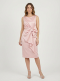 Dena | Women's Boat Neck Bow Waist Bodycon Midi Dress