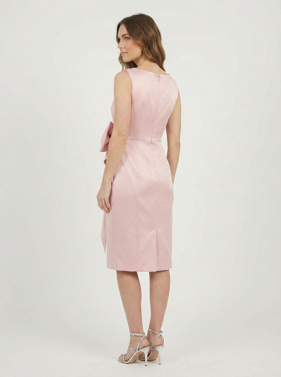 Dena | Women's Boat Neck Bow Waist Bodycon Midi Dress 2