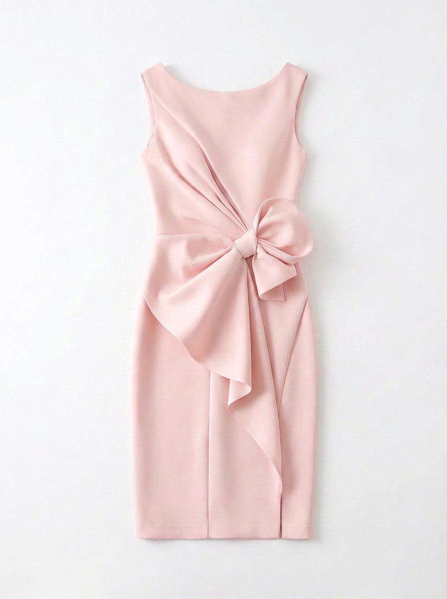 Dena | Women's Boat Neck Bow Waist Bodycon Midi Dress 3