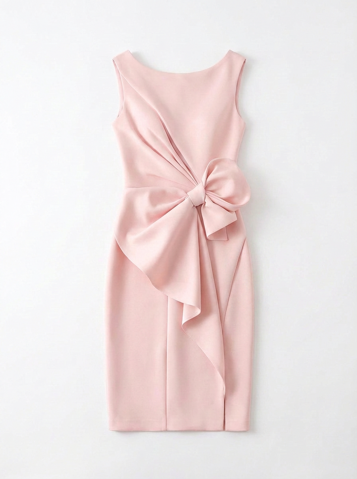 Dena | Women's Boat Neck Bow Waist Bodycon Midi Dress 3
