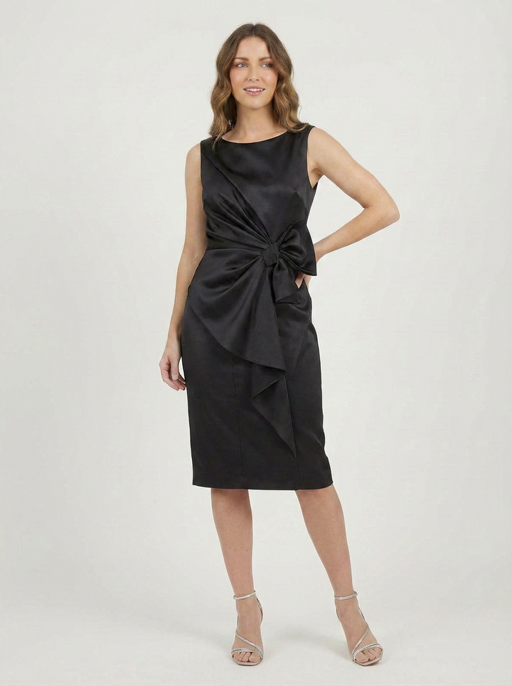 Dena | Women's Boat Neck Bow Waist Bodycon Midi Dress 5
