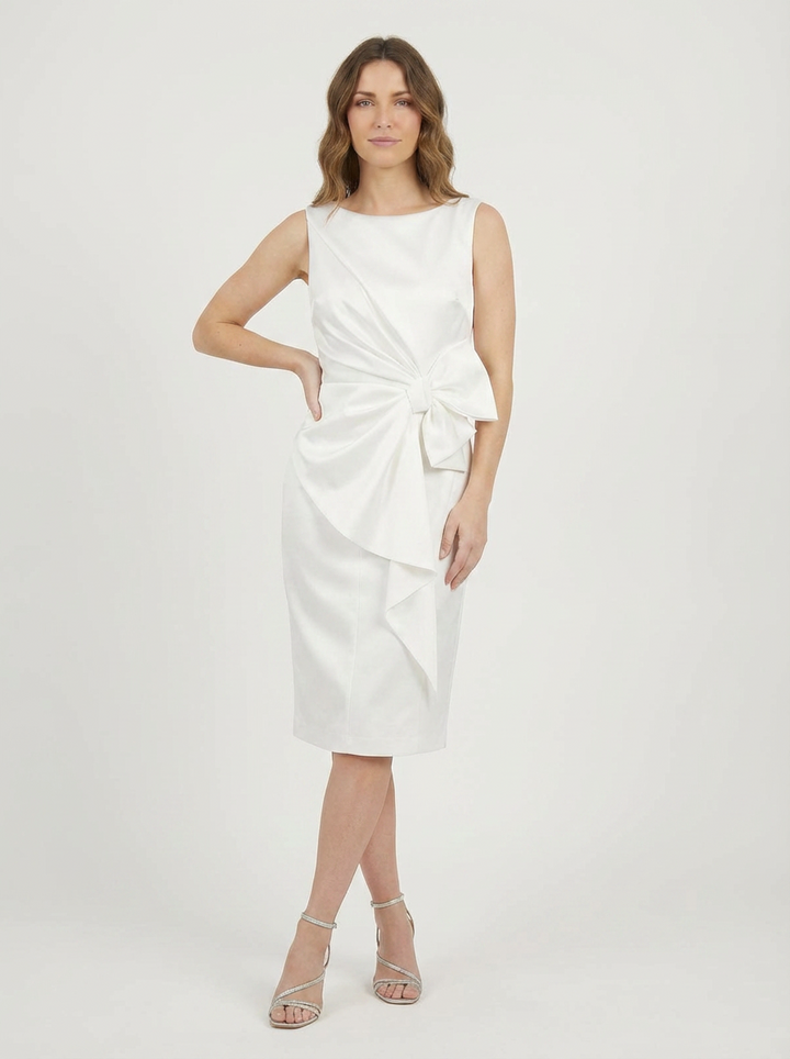 Dena | Women's Boat Neck Bow Waist Bodycon Midi Dress 6