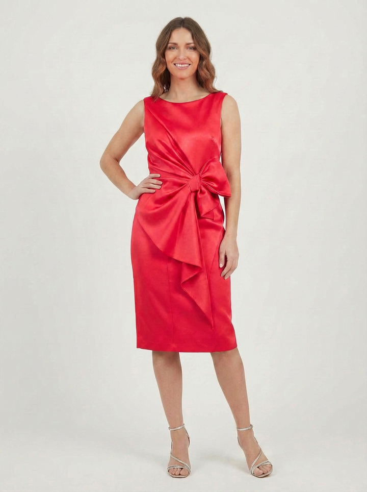 Dena | Women's Boat Neck Bow Waist Bodycon Midi Dress 7