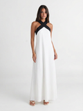Diana | Women's Crossover Neck Color Block Maxi Dress