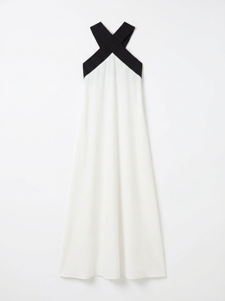 Diana | Women's Crossover Neck Color Block Maxi Dress 5