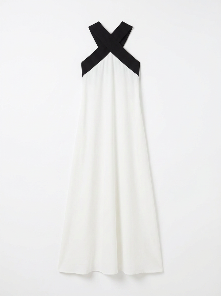 Diana | Women's Crossover Neck Color Block Maxi Dress 5