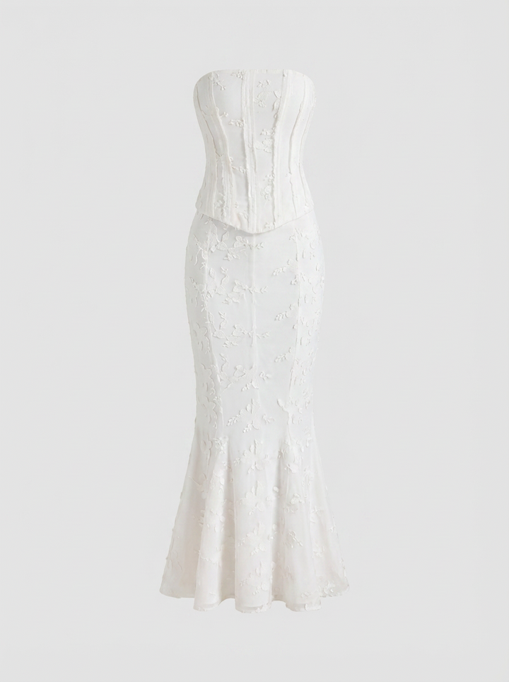 Diana | Women's White Embroidered Corset Wedding Guest Dress 3