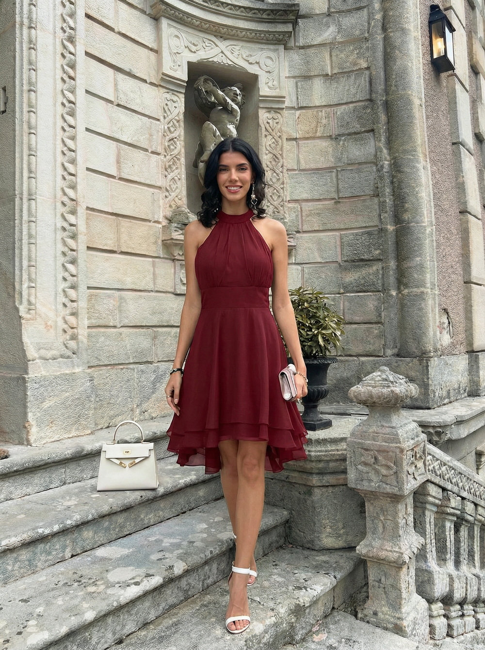 Donna | Women's Halter Neck Chiffon Dress