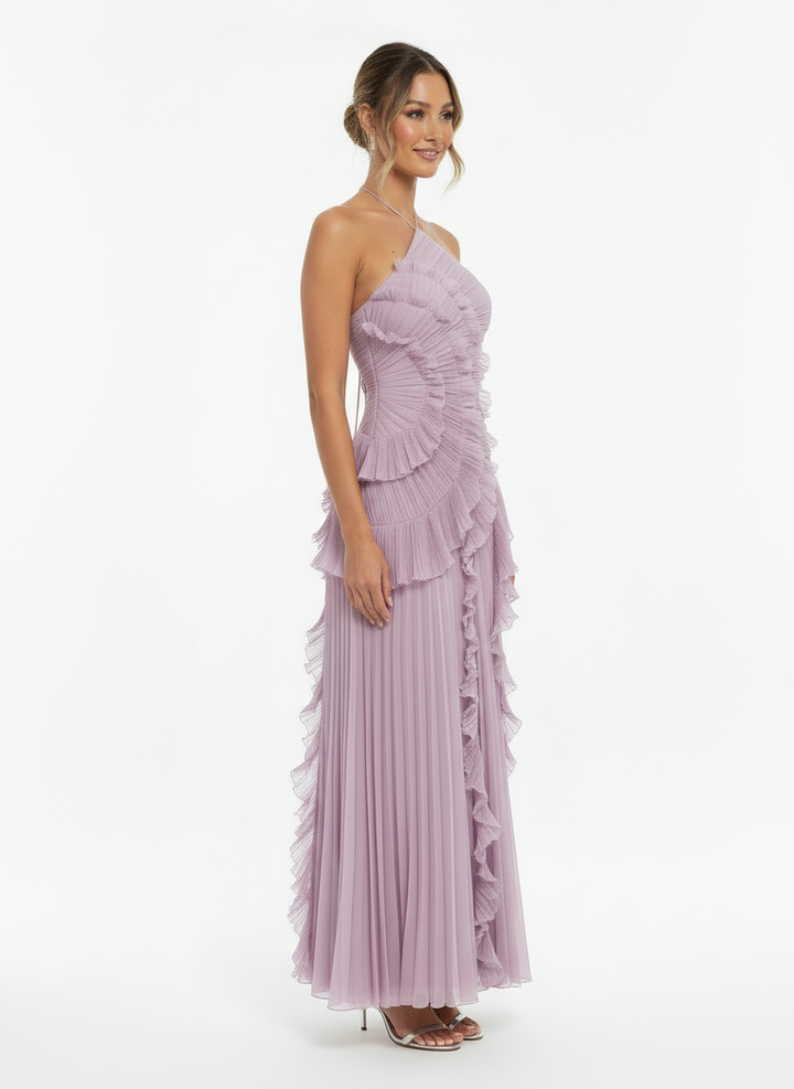 Donna | Women's One Shoulder Pleated Ruffle Wedding Guest Dress 1