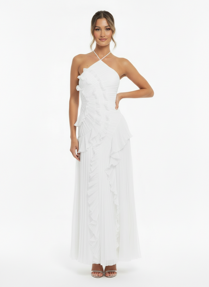 Donna | Women's One Shoulder Pleated Ruffle Wedding Guest Dress 4