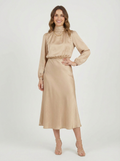 Donna | Women's Satin Puff Sleeve Midi Dress