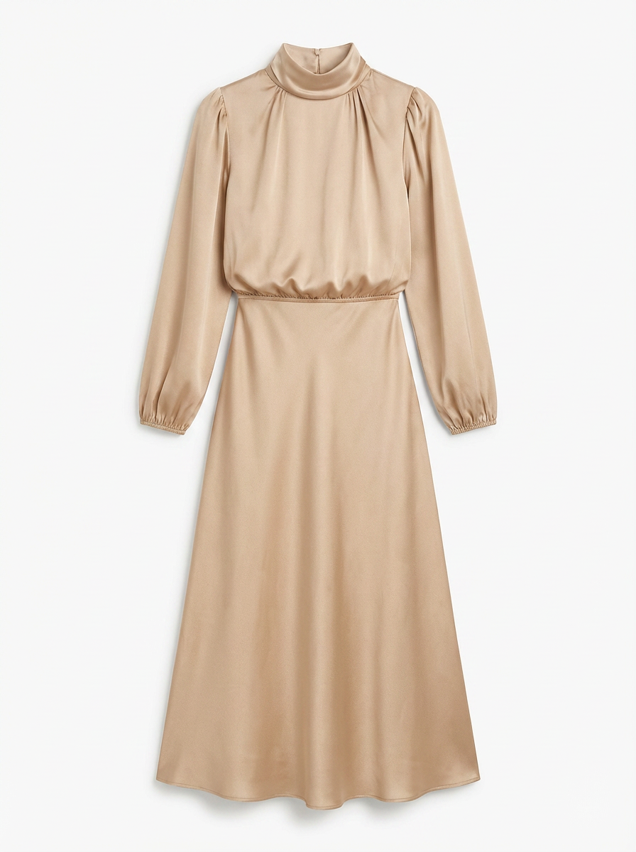 Donna | Women's Satin Puff Sleeve Midi Dress 2