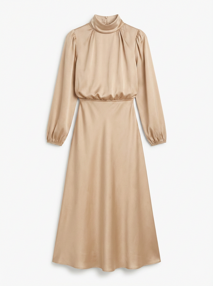 Donna | Women's Satin Puff Sleeve Midi Dress 2