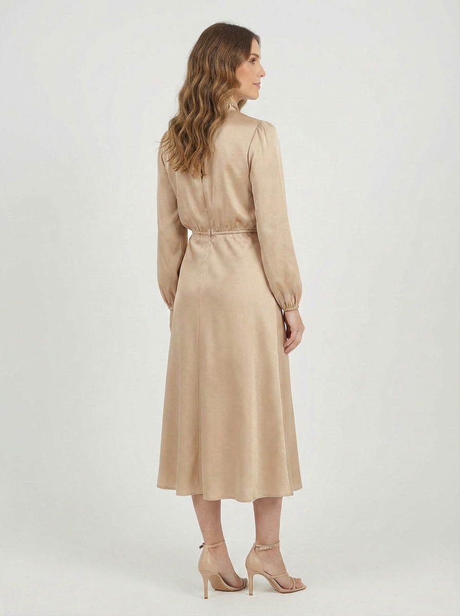 Donna | Women's Satin Puff Sleeve Midi Dress 3